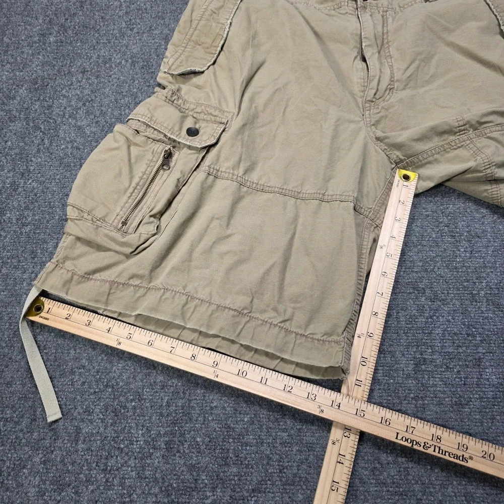 no boundaries mens tan cargo shorts size 42 utility pockets‎ drawstring hem Y2K